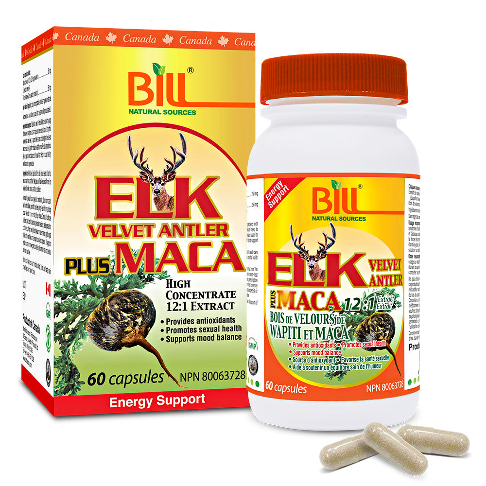 BILL Natural Sources® Elk Velvet Antler Plus Maca 60 Capsules Shing