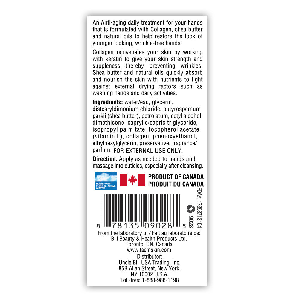 Faem Amazon Faem Skin® Anti-Aging Collagen Moisturizing Hand Cream 50ml – Shing ...